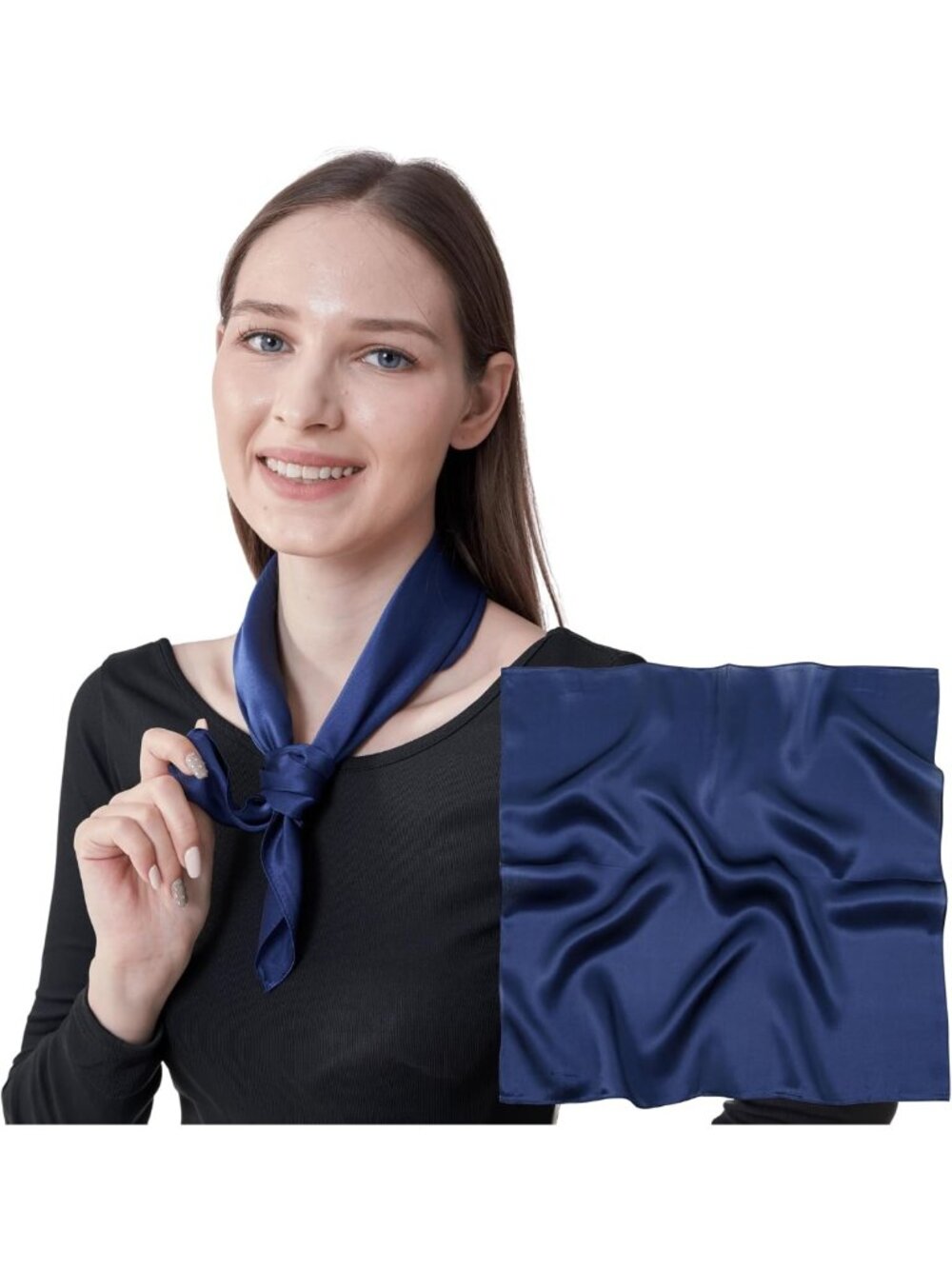 100% Pure Mulberry Silk Scarf | 20" Small Square Multi-Use Fashion Accessory
